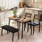 Ensemble de salle à manger 5 pièces en bois, banc rembourré et 2 chaises, ensemble de dînette peu encombrant pour studio, cuisine, salle à manger