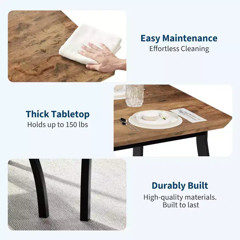 Ensemble de salle à manger 5 pièces en bois, banc rembourré et 2 chaises, ensemble de dînette peu encombrant pour studio, cuisine, salle à manger