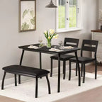 Ensemble de salle à manger 5 pièces en bois, banc rembourré et 2 chaises, ensemble de dînette peu encombrant pour studio, cuisine, salle à manger