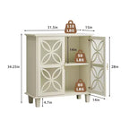 Homy Casa Meuble de Rangement avec Portes en Verre Décoratif et Étagère Réglable, Crème