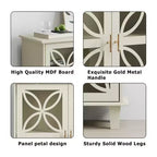 Homy Casa Meuble de Rangement avec Portes en Verre Décoratif et Étagère Réglable, Crème