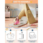 Kids Sofa Chair, 2-in-1 Convertible Toddler Sofa Lounge Chair, Comfortable Folding Teddy Flannel Children's Sofa Bed, for Playroom, Bedroom, Nursery