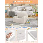 Kids Sofa Chair, 2-in-1 Convertible Toddler Sofa Lounge Chair, Comfortable Folding Teddy Flannel Children's Sofa Bed, for Playroom, Bedroom, Nursery