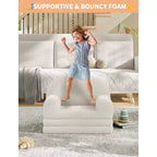 Kids Sofa Chair, 2-in-1 Convertible Toddler Sofa Lounge Chair, Comfortable Folding Teddy Flannel Children's Sofa Bed, for Playroom, Bedroom, Nursery