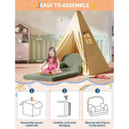 Kids Sofa Chair, 2-in-1 Convertible Toddler Sofa Lounge Chair, Comfortable Folding Teddy Flannel Children's Sofa Bed, for Playroom, Bedroom, Nursery