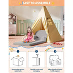 Kids Sofa Chair, 2-in-1 Convertible Toddler Sofa Lounge Chair, Comfortable Folding Teddy Flannel Children's Sofa Bed, for Playroom, Bedroom, Nursery