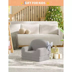 Kids Sofa Chair, 2-in-1 Convertible Toddler Sofa Lounge Chair, Comfortable Folding Teddy Flannel Children's Sofa Bed, for Playroom, Bedroom, Nursery