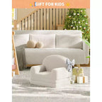 Kids Sofa Chair, 2-in-1 Convertible Toddler Sofa Lounge Chair, Comfortable Folding Teddy Flannel Children's Sofa Bed, for Playroom, Bedroom, Nursery