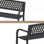 Le banc Dyonery en fer forgé est fabriqué en métal massif et présente un motif géométrique ajouré, le rendant adapté aux jardins, cours et terrasses.