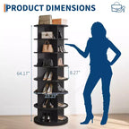 7-Tier Free-Standing Rotating Shoe Rack Tower, Shoe Display Stand, 360 Spinning Vertical Shoe Organizer for Entryway, Bedroom, White