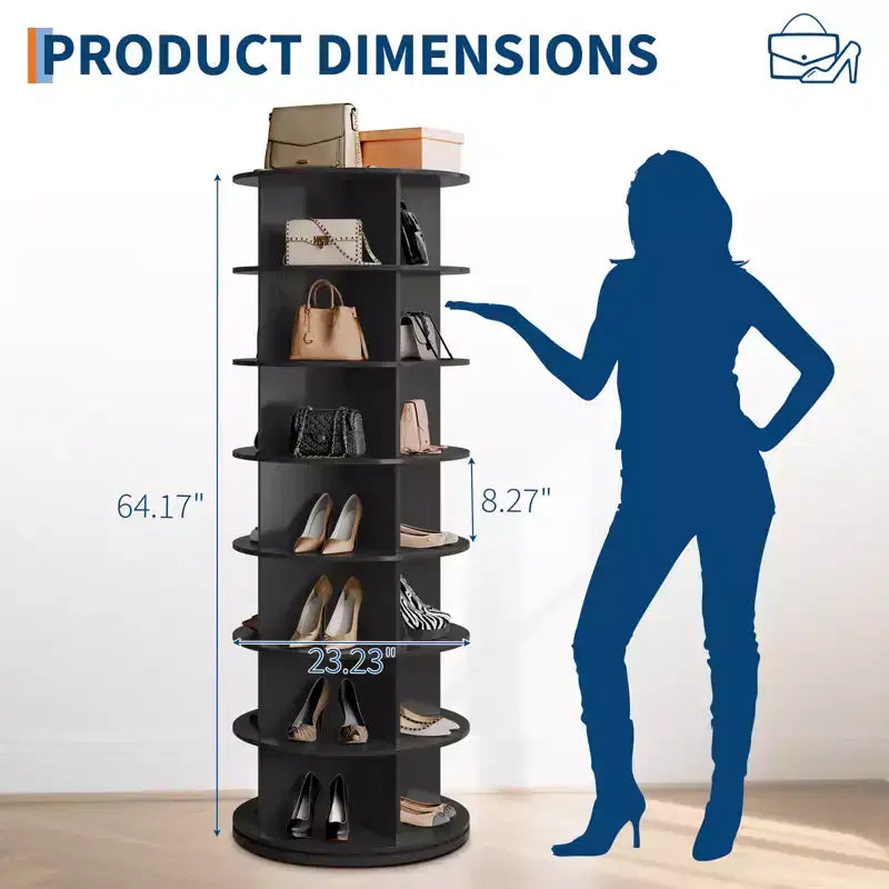 7-Tier Free-Standing Rotating Shoe Rack Tower, Shoe Display Stand, 360 Spinning Vertical Shoe Organizer for Entryway, Bedroom, White