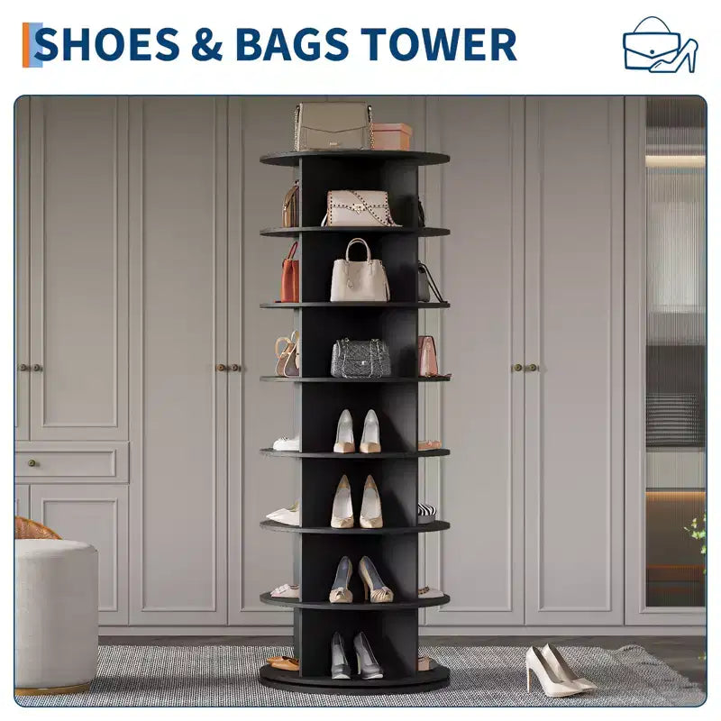 7-Tier Free-Standing Rotating Shoe Rack Tower, Shoe Display Stand, 360 Spinning Vertical Shoe Organizer for Entryway, Bedroom, White