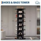 7-Tier Free-Standing Rotating Shoe Rack Tower, Shoe Display Stand, 360 Spinning Vertical Shoe Organizer for Entryway, Bedroom, White