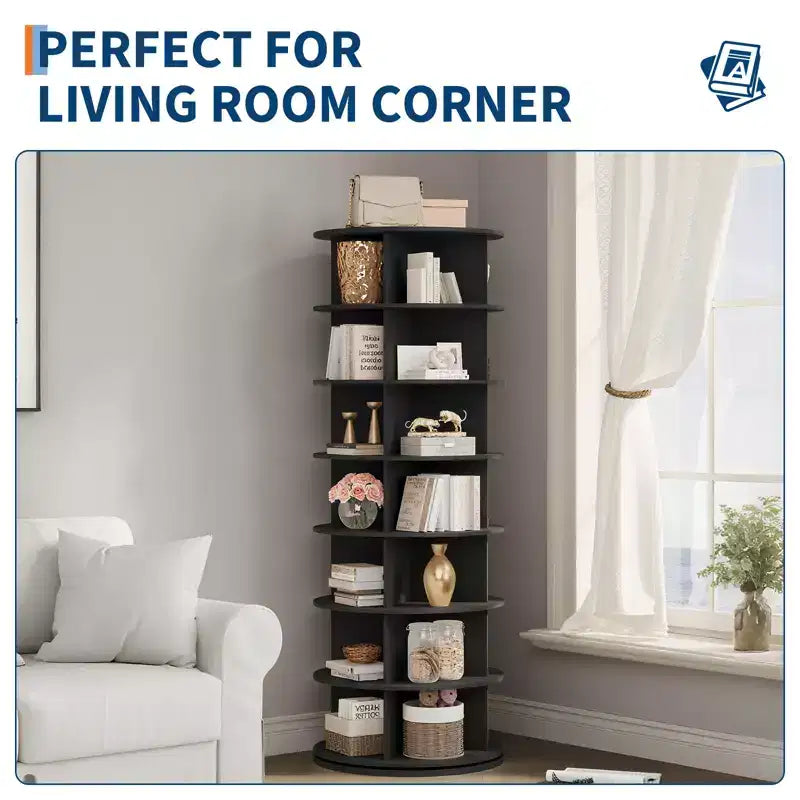 7-Tier Free-Standing Rotating Shoe Rack Tower, Shoe Display Stand, 360 Spinning Vertical Shoe Organizer for Entryway, Bedroom, White