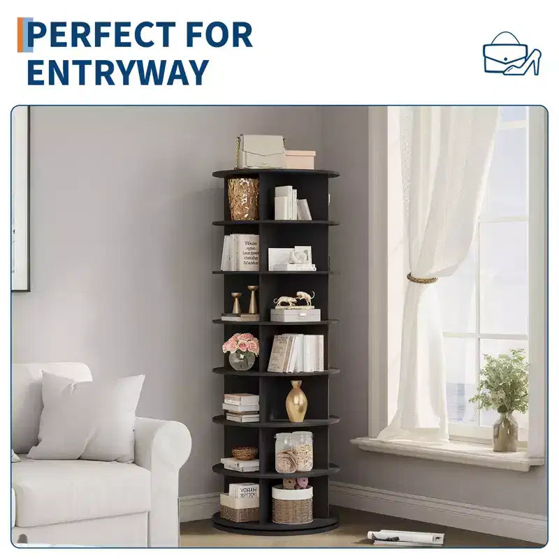 7-Tier Free-Standing Rotating Shoe Rack Tower, Shoe Display Stand, 360 Spinning Vertical Shoe Organizer for Entryway, Bedroom, White