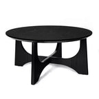 Homy Casa Round Coffee Table with Sculptural Base for Living Room or Lounge, Black