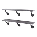 RESTORE Riverstone Grey 36 in. Shelves with Angled Brackets by Pipe Decor