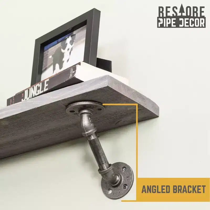 Étagères grises Riverstone de 91,4 cm avec supports d'angle de Pipe Decor RESTORE