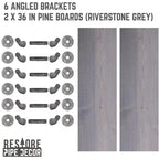 Étagères grises Riverstone de 91,4 cm avec supports d'angle de Pipe Decor RESTORE
