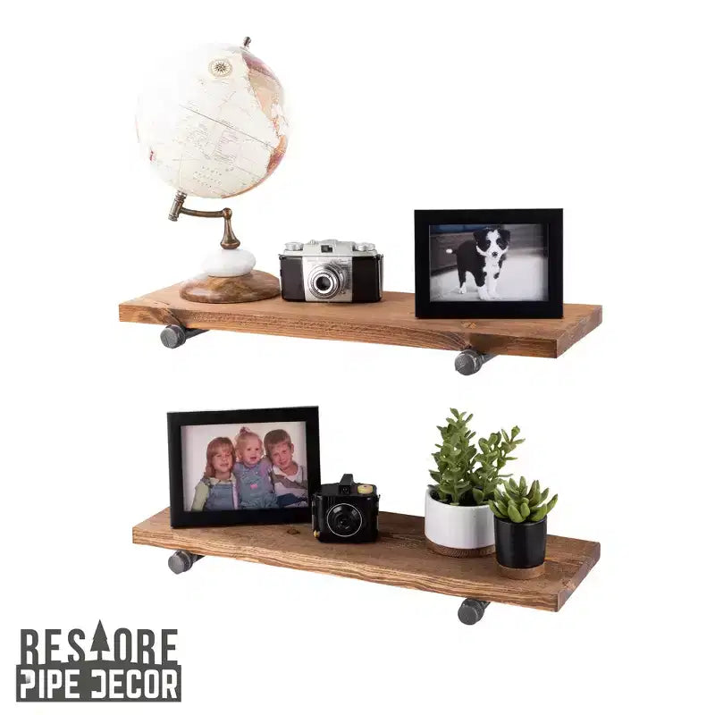 RESTORE Étagères brunes d'automne de 61 cm avec supports droits