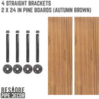 RESTORE Étagères brunes d'automne de 61 cm avec supports droits