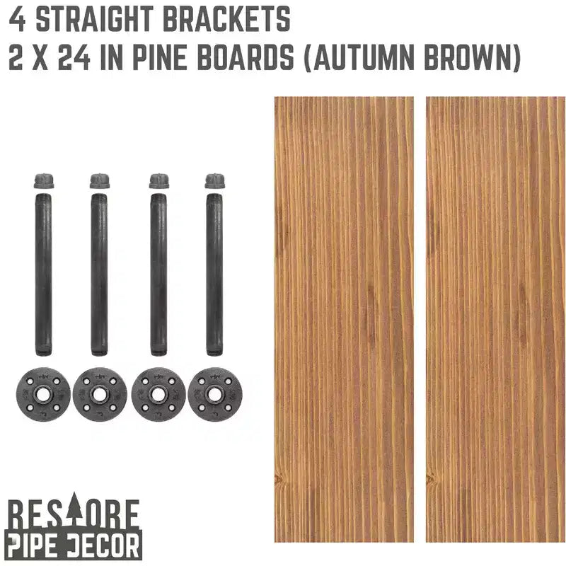 RESTORE Étagères brunes d'automne de 61 cm avec supports droits