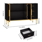 COZONY 46.4 Faux Marble Top Kitchen Cabinet with Glass Doors, Buffet Sideboard with Storage, Drawers & Adjustable Shelves for Dining Room