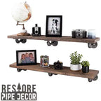 RESTORE Driftwood Tan 36 in. Shelves with L-Shaped Brackets by Pipe Decor