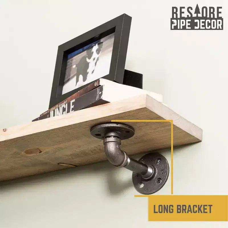 RESTORE Driftwood Tan 36 in. Shelves with L-Shaped Brackets by Pipe Decor