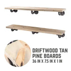RESTORE Driftwood Tan 36 in. Shelves with L-Shaped Brackets by Pipe Decor