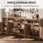 Fluted Sideboard Cabinet 65.8 Inch, 4-Door Buffet with Storage for Dining Room