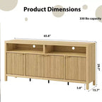 Fluted Sideboard Cabinet 65.8 Inch, 4-Door Buffet with Storage for Dining Room