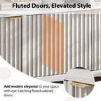 Fluted Sideboard Cabinet 65.8 Inch, 4-Door Buffet with Storage for Dining Room