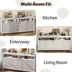 Fluted Sideboard Cabinet 65.8 Inch, 4-Door Buffet with Storage for Dining Room