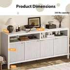 Fluted Sideboard Cabinet 65.8 Inch, 4-Door Buffet with Storage for Dining Room