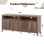 Fluted Sideboard Cabinet 65.8 Inch, 4-Door Buffet with Storage for Dining Room
