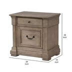 Table de chevet Royal Hampton, 2 tiroirs, bois massif gris vieilli, 71 cm