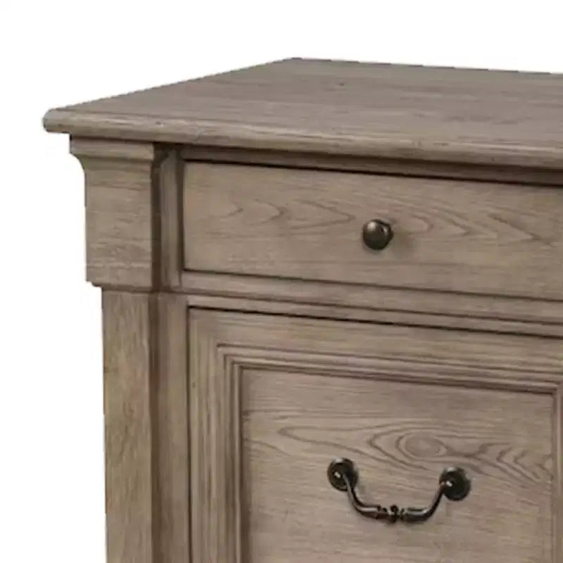Table de chevet Royal Hampton, 2 tiroirs, bois massif gris vieilli, 71 cm