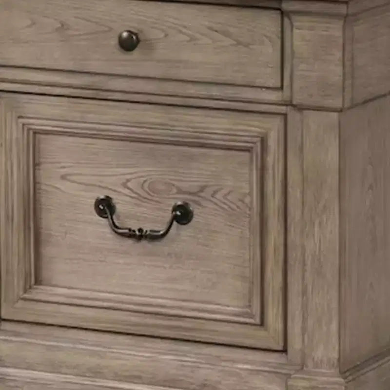 Table de chevet Royal Hampton, 2 tiroirs, bois massif gris vieilli, 71 cm