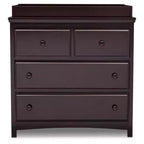 Delta Children Emerson 3 Drawer Dresser with Changing Top and Interlocking Drawers, Dark Chocolate