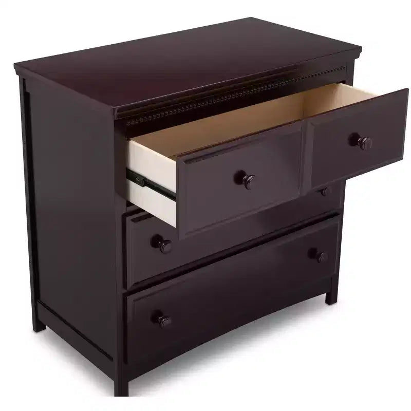 Commode 3 tiroirs Delta Children Emerson avec plateau à langer et tiroirs autobloquants, chocolat foncé