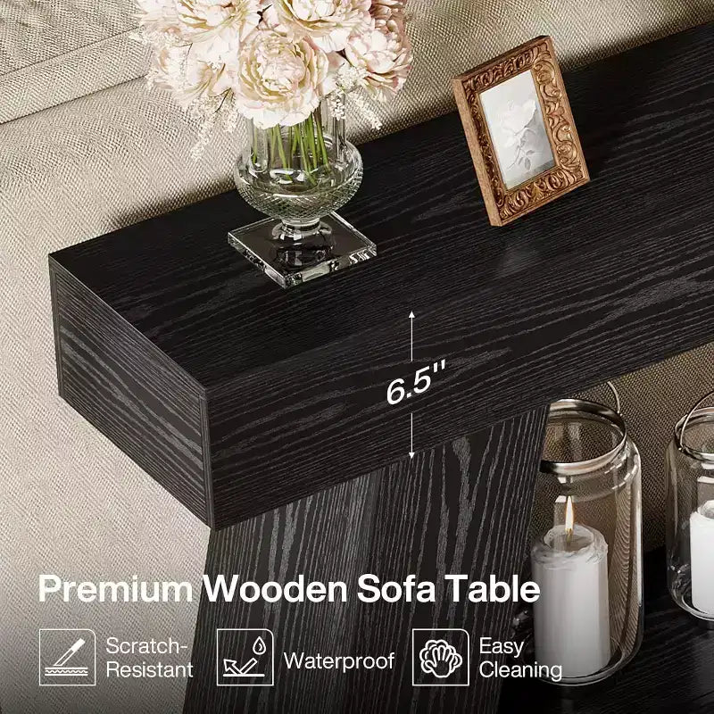 Lantine 70.9 Table console longue, table de canapé en bois à 2 niveaux derrière le canapé avec étagère de rangement ouverte pour entrée, couloir, salon