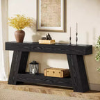 Lantine 70.9 Table console longue, table de canapé en bois à 2 niveaux derrière le canapé avec étagère de rangement ouverte pour entrée, couloir, salon