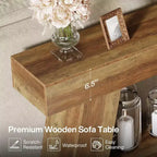 Lantine 70.9 Table console longue, table de canapé en bois à 2 niveaux derrière le canapé avec étagère de rangement ouverte pour entrée, couloir, salon