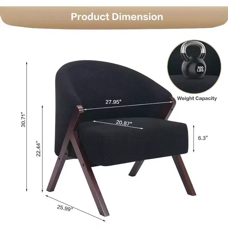 Mid-Century Modern Swivel Accent Chair,Wood Frame Comfy Upholstered Reading Side Chair Easy Assembly for Living Room