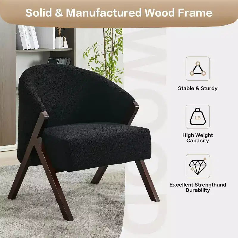 Mid-Century Modern Swivel Accent Chair,Wood Frame Comfy Upholstered Reading Side Chair Easy Assembly for Living Room