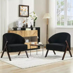 Mid-Century Modern Swivel Accent Chair,Wood Frame Comfy Upholstered Reading Side Chair Easy Assembly for Living Room