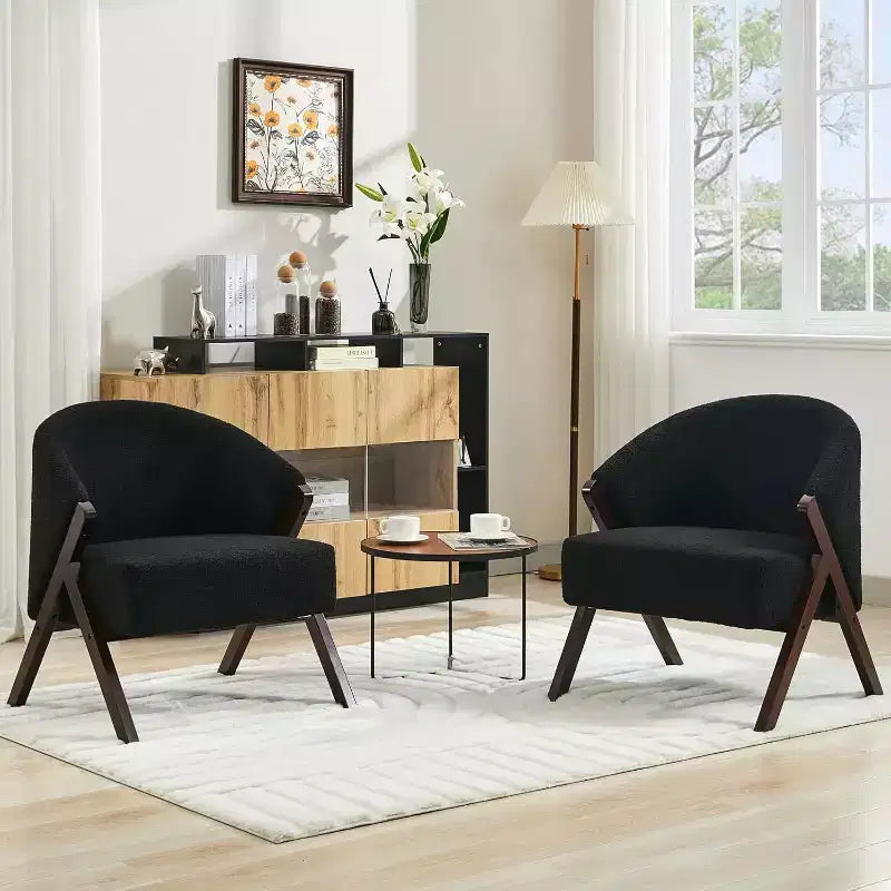 Mid-Century Modern Swivel Accent Chair,Wood Frame Comfy Upholstered Reading Side Chair Easy Assembly for Living Room