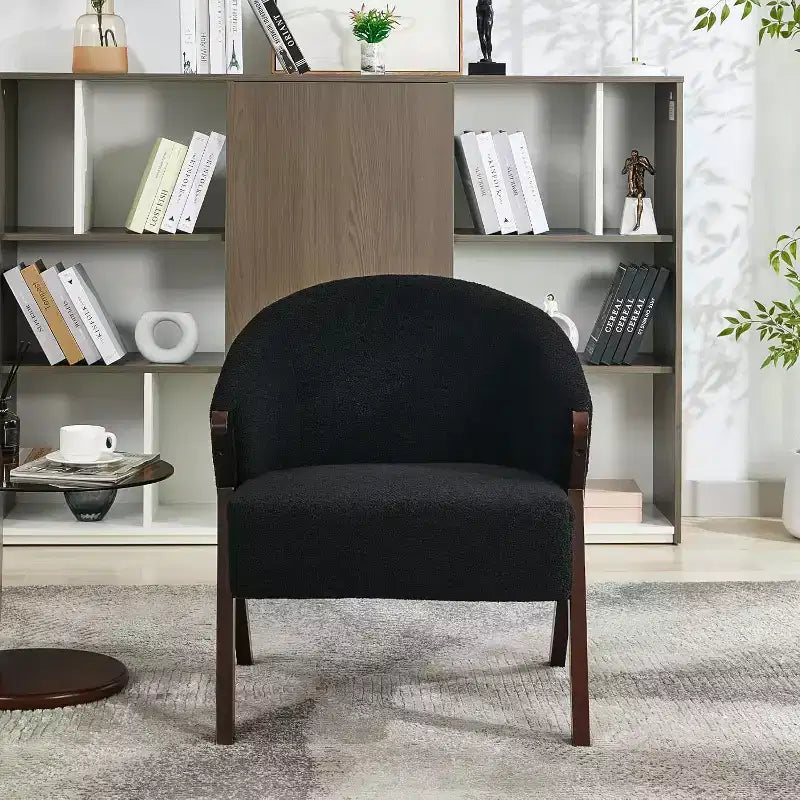 Mid-Century Modern Swivel Accent Chair,Wood Frame Comfy Upholstered Reading Side Chair Easy Assembly for Living Room