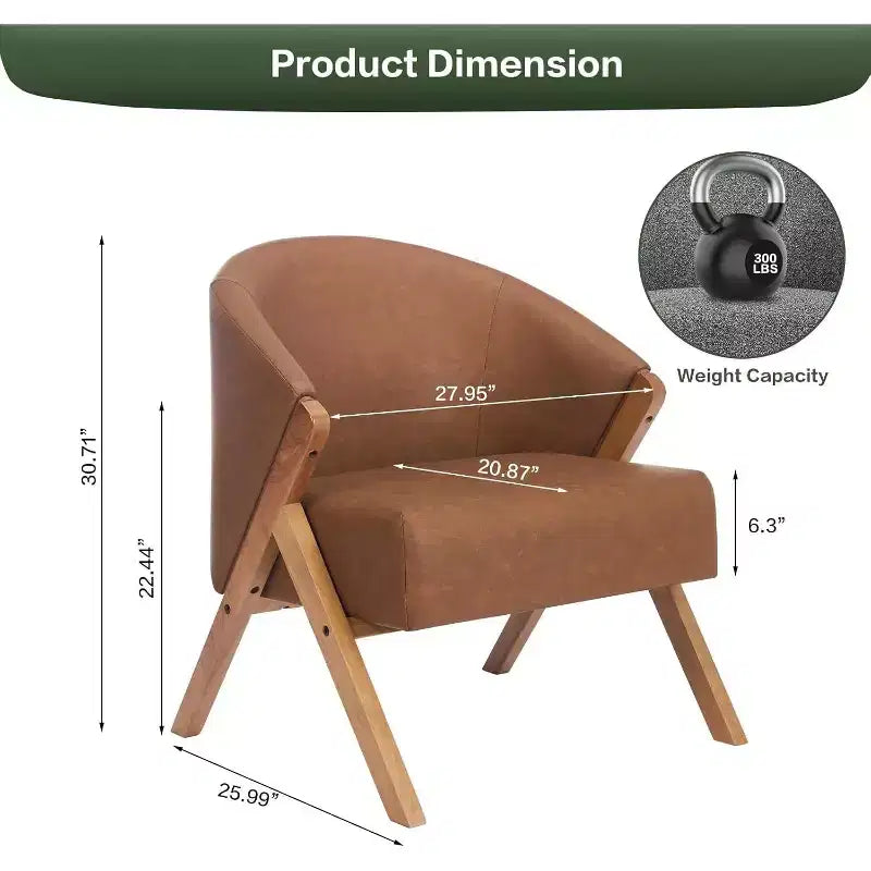 Mid-Century Modern Swivel Accent Chair,Wood Frame Comfy Upholstered Reading Side Chair Easy Assembly for Living Room
